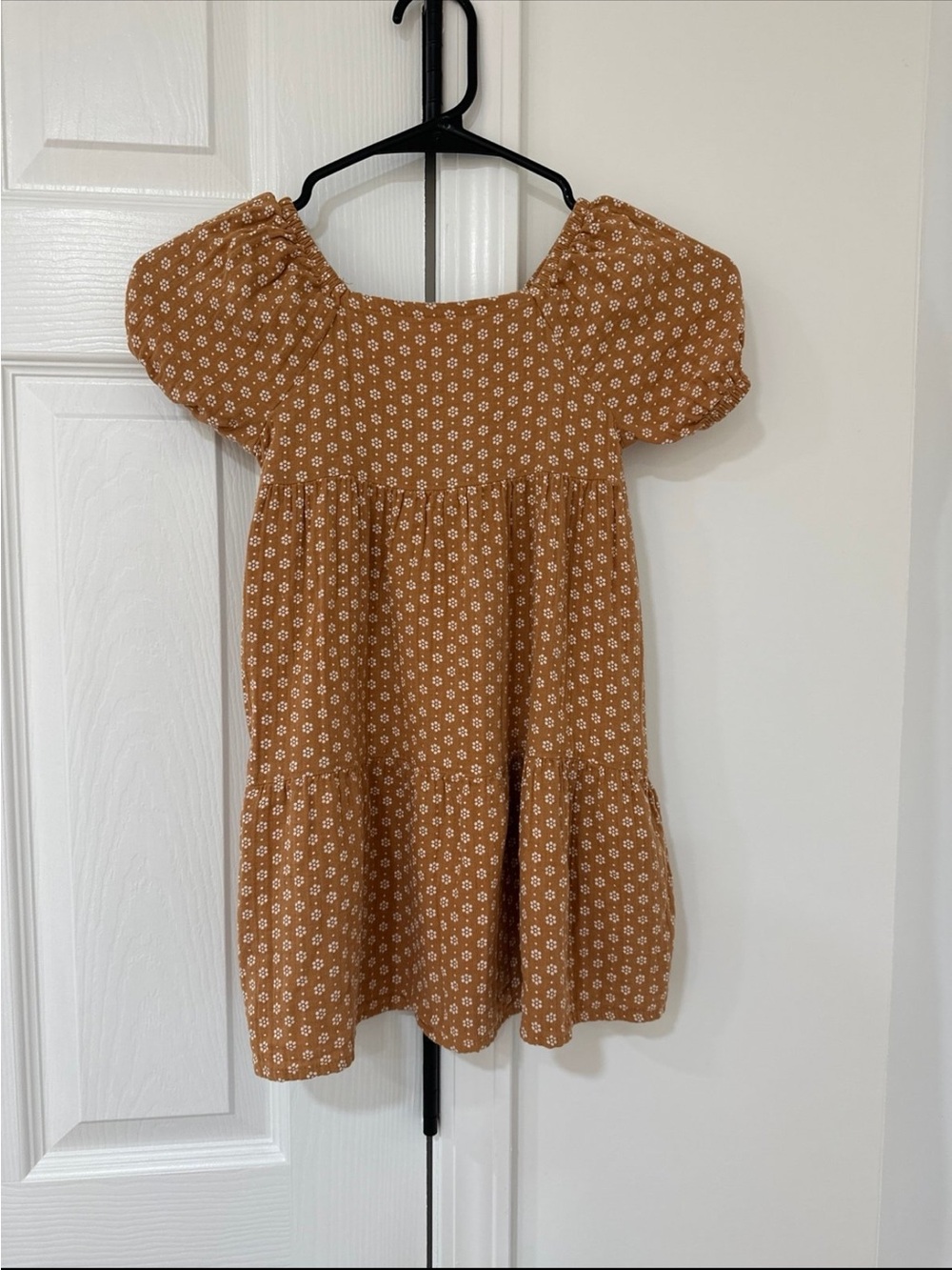 Cat & Jack Mustard Floral Puff Sleeve Dress